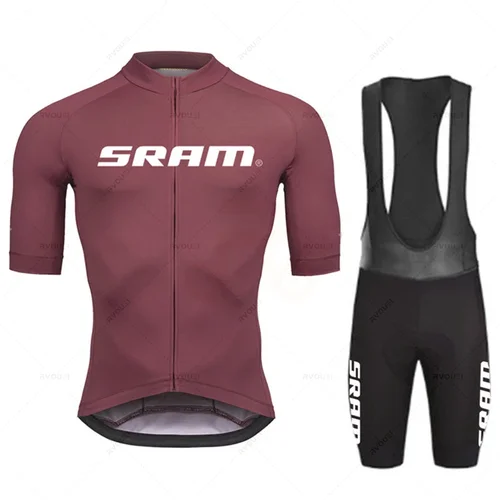Conjuntos de Jersey de Ciclismo del equipo Sram, Ropa transpirable de manga corta para bicicleta de montaña para hombre, trajes de uniforme de Ciclismo