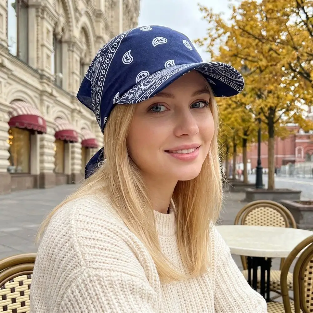 New Fashion Wide Brim Baseball Caps Head Scarf Pre-Tied Breathable Sun Visor Turban Lightweight Bandana Scarf Cap Women Outdoor