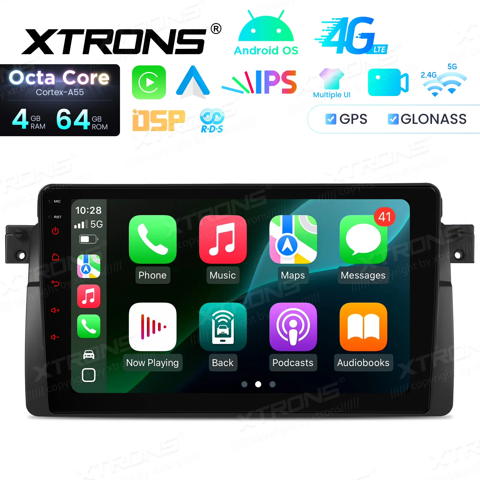 XTRONS 9" Android 14 Auto Multimedia Speler Voor BMW E46 M3 Rover 75 MG ZT 1998-2006 Stereo Radio DSP CarPlay 4GLTE GPS Navigatie