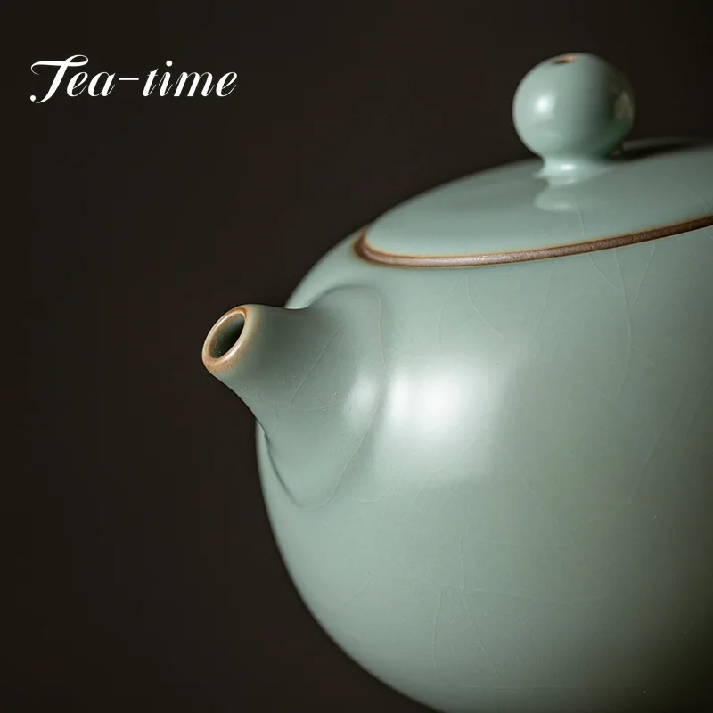 200/300ML Azure Ru Kiln Xishi Pot with Filter Retro Handmade Ceramic Teapot Can Open Piece Household Kung Fu Tea Set Gift Box