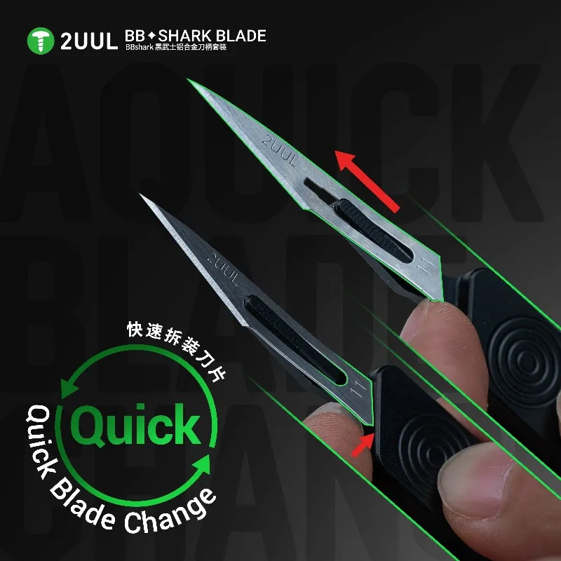 2UUL BB Shark Blade Ultraleichter Präzisionsschneider mit Rutschfestem Texturdesign und Schnellwechselklingen für Handy- und Leiterplatten-Wartung