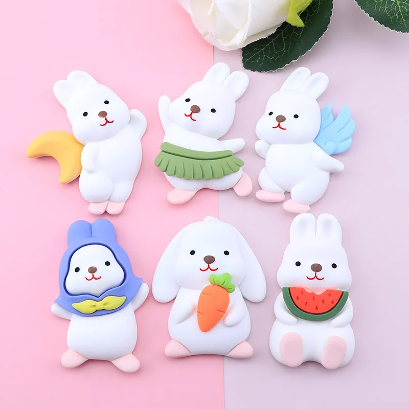 10Pcs New 62mm Big Rabbit Resin Cabochons Flatback Scrapbooking For Phone Decoration Jewelry Craft Accessories Animal Charms