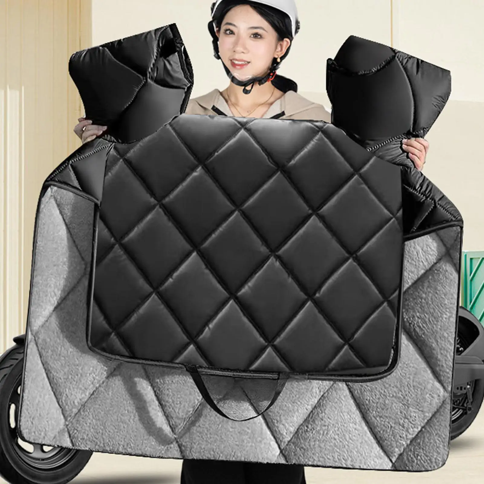 Windproof Leg Cover For Motorcycle Plush Lining PU Leather Windproof Protector Electric Bike Winter Warm Cover For Men Women