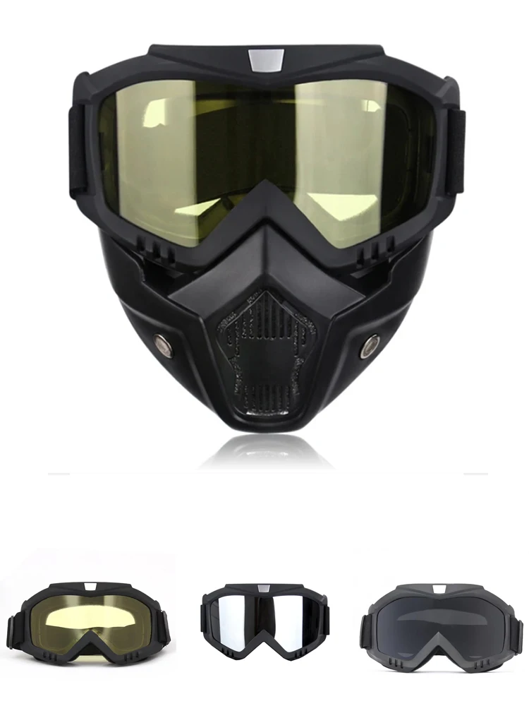 AliExpress NONE MTB ATV BMX Protective Face Mask and Glasses, Wind-Resistant Cycling Eyewear, Motocross Facial Cover with Safety Lenses