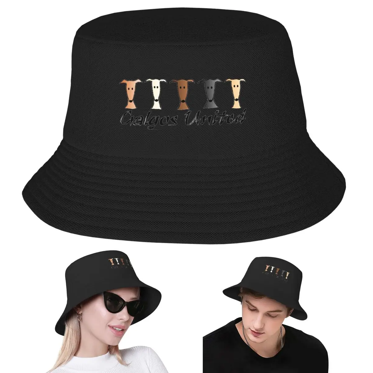 Galgos United Greyhound Bucket Hat Panama Bob Hats Outdoor Fashion Reversible For Summer Beach Fishing Unisex Fisherman Caps
