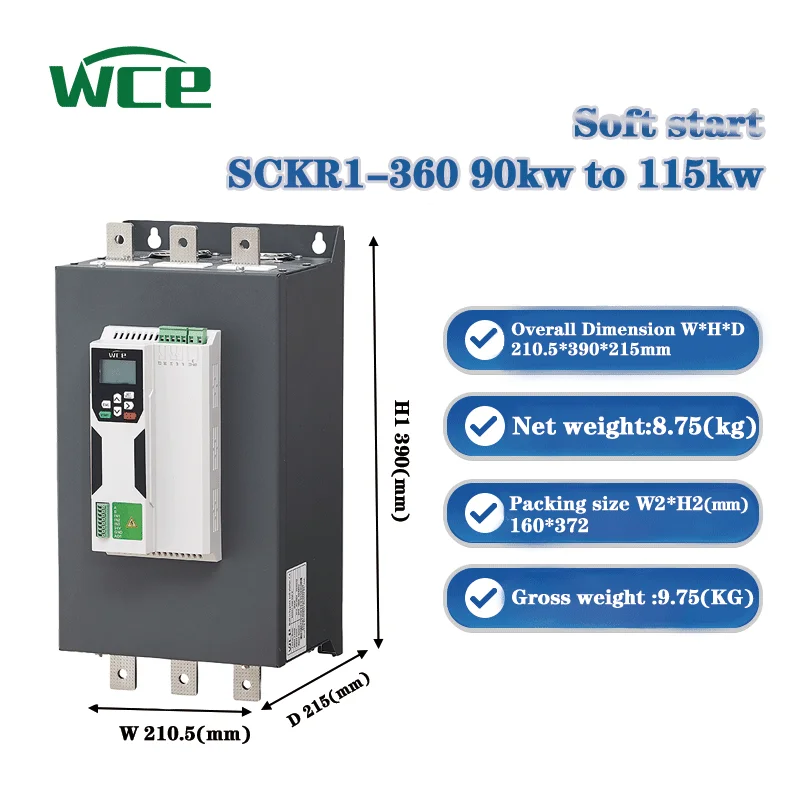 SCKR1-360 Series Soft Starter Cabinet  3 Phase 380V with Bypass Contactor Low Power Consumption