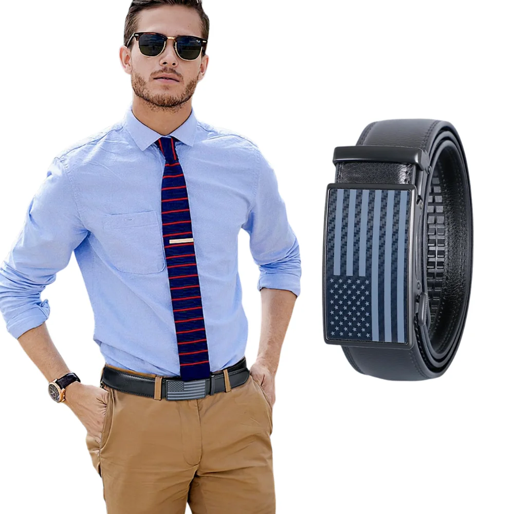 

Ratchet Belt for Men Automatic Dress Casual Work Belt With Cliking Slide Adjustable Buckle,Trim to Fit