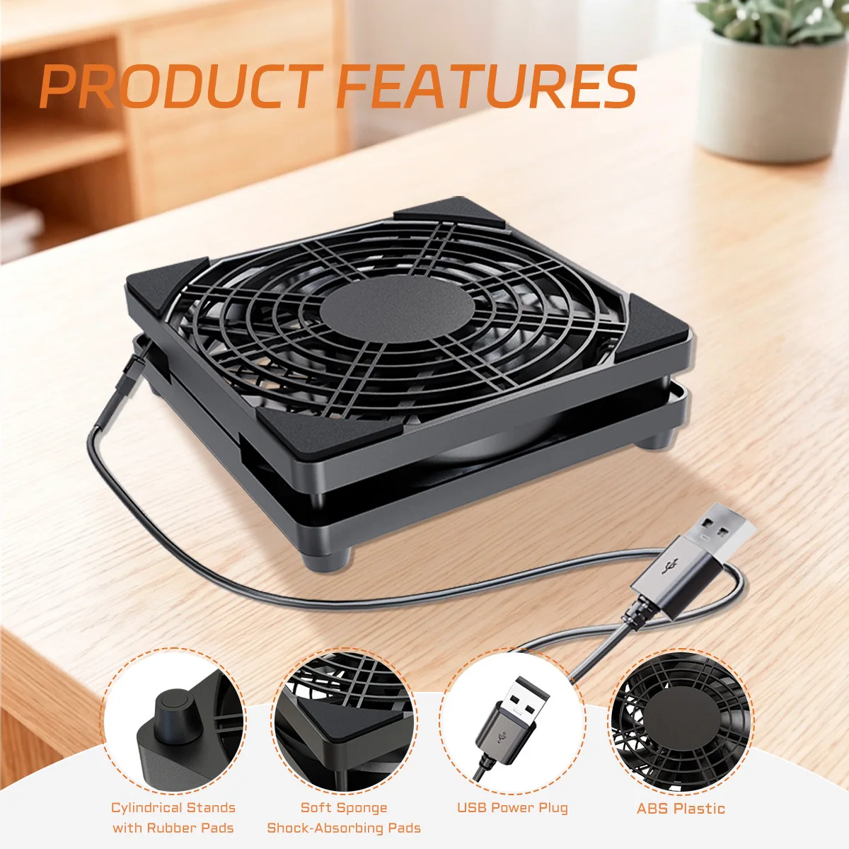 The base of the cooling fan is used for the chassis fiber optic cat router, set-top box, fully silent, 5V USB