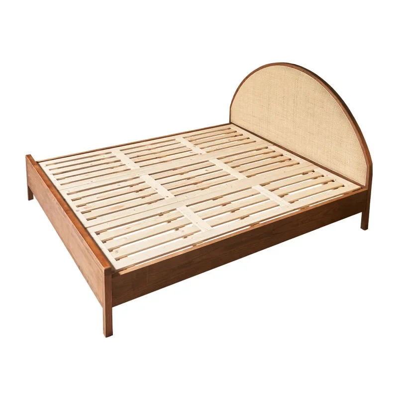 

Кровать из массива дерева ветра из ротанга длиной 1,5 метра, двуспальная кровать из ротанга в стиле ретро