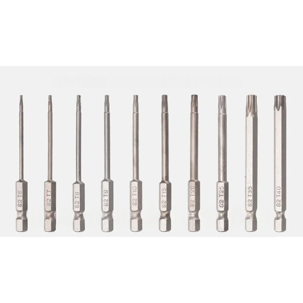 Long Reach Bits Tamper Proof Driver For Confined Environments Silver 10 Piece Screwdriver Bit Set Alloy Steel Construction