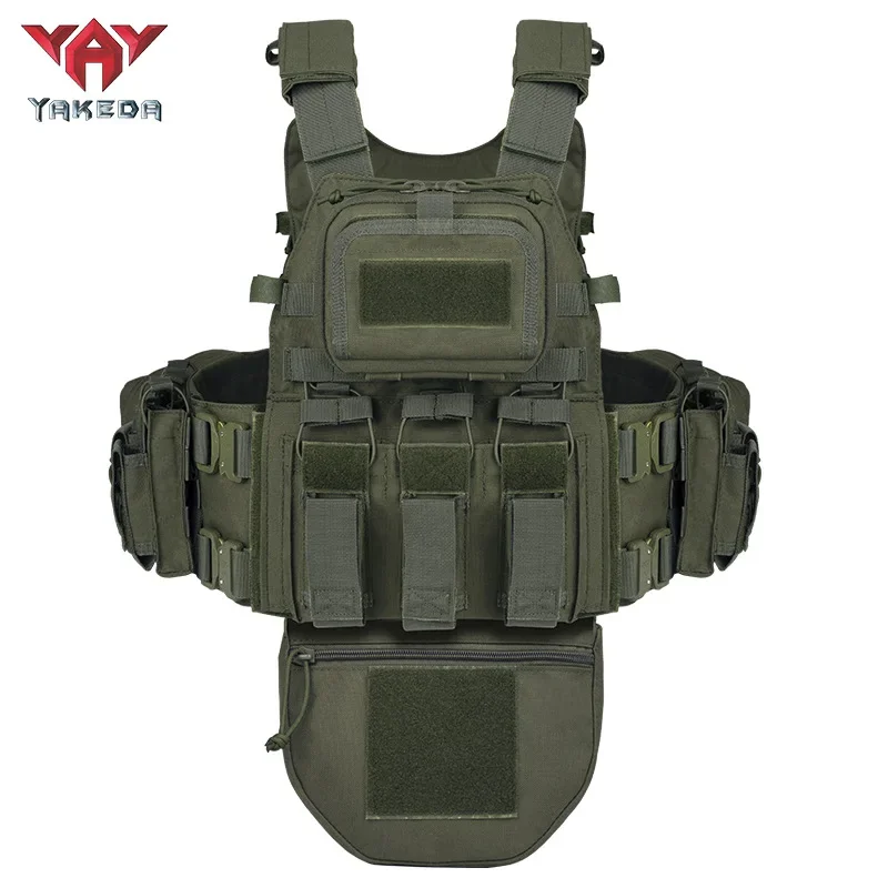 

YAKEDA Camouflage Plate Carrier Quick Release Tactical Vest with Magazine Pouch Crotch Protection