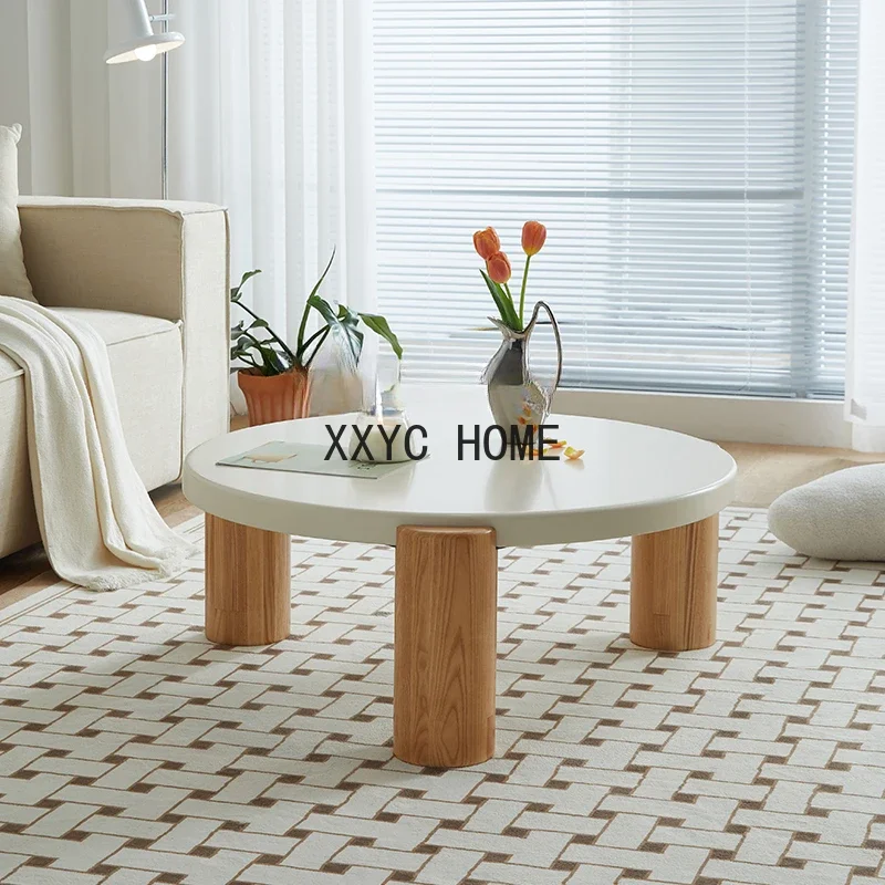 Sofa Small Coffee Table Small round Table Minimalist Nordic Log Simple White Living Room Small Apartment Short Table