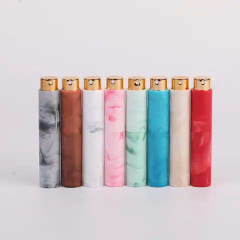 5/10ml Mermer Desenli Döner Parfüm Şişesi Taşınabilir Doldurulabilir Sprey Aparatı Koku Pompası Boş Kozmetik Kapları Atomizer Seyahat Aletleri