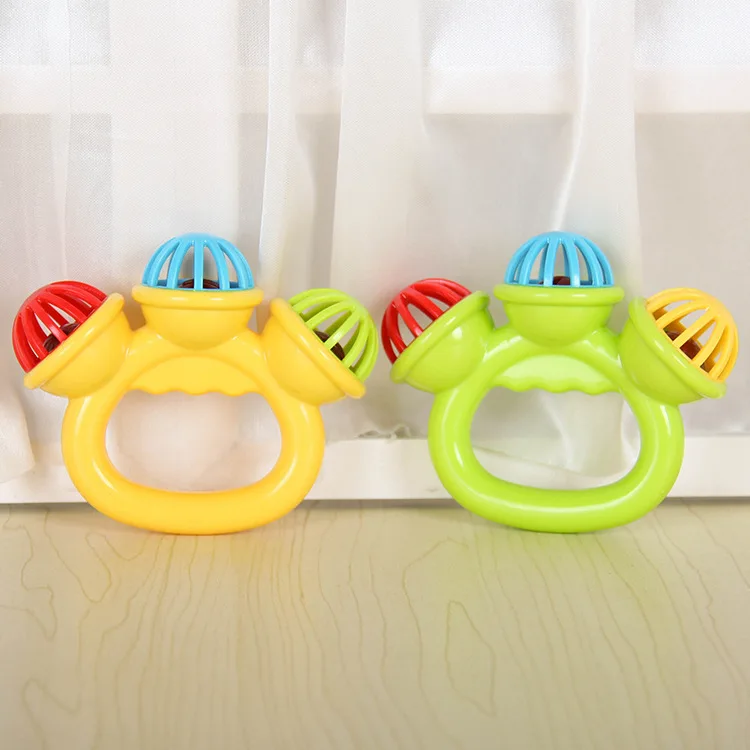 Infant comfort rattle 0-3 years old ringing three-headed be Hand Grasping Ball Toys Rattle Early Educational Hand Bell Baby Toys