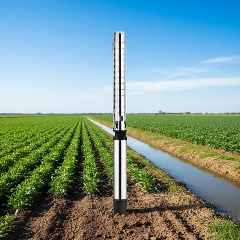 High Pressure Brushless Solar Water Pump 300V Stainless Steel Deep Well Submersible 4HP Agriculture Irrigation OEM 2m Cable