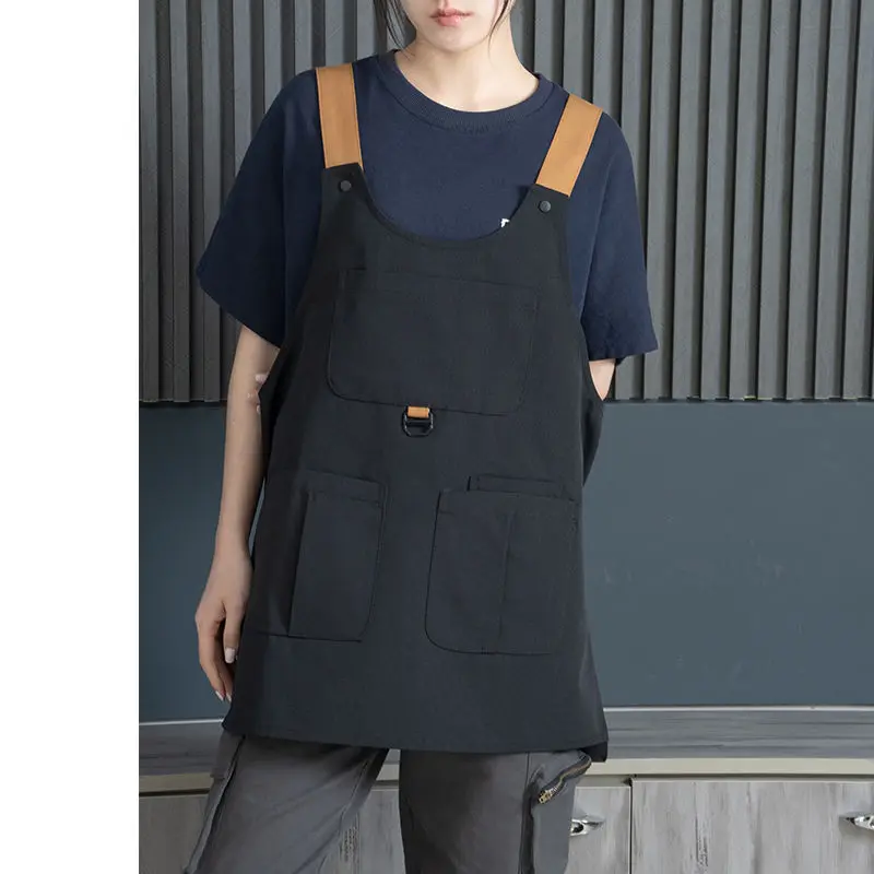 Korean canvas waterproof apron vest two-piece loose household solid color tooling wind