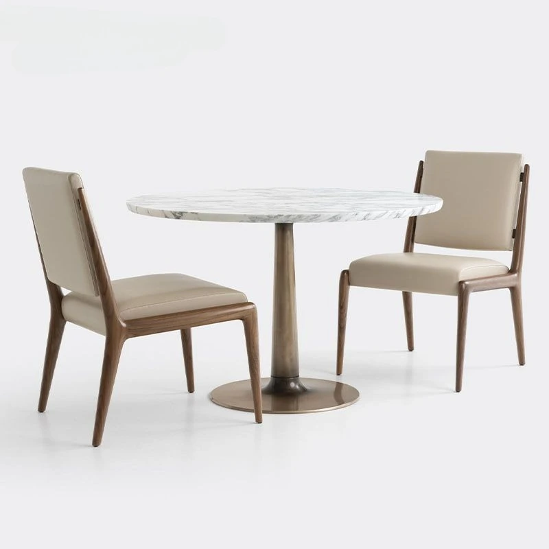 

Premium light luxury modern design elevated flat dining table metal bottom frame round countertop living room kitchen