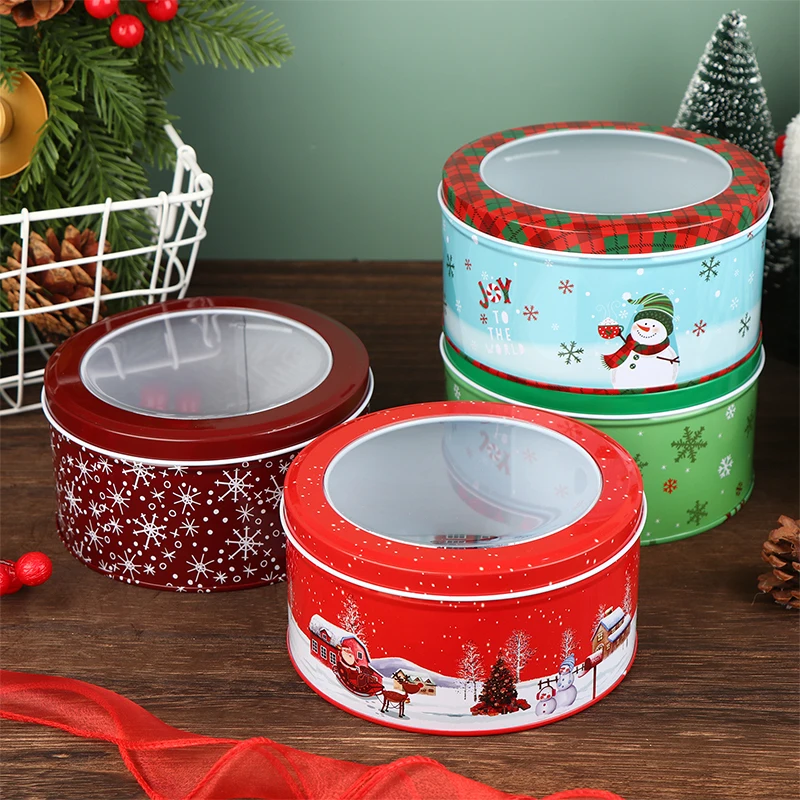 عيد الميلاد صفيح كاندي صندوق سانتا كلوز القصدير قابلة لإعادة الاستخدام الشوكولاته حقيبة للتخزين لتخزين الهدايا المنزل صندوق تعبئة البسكويت #3