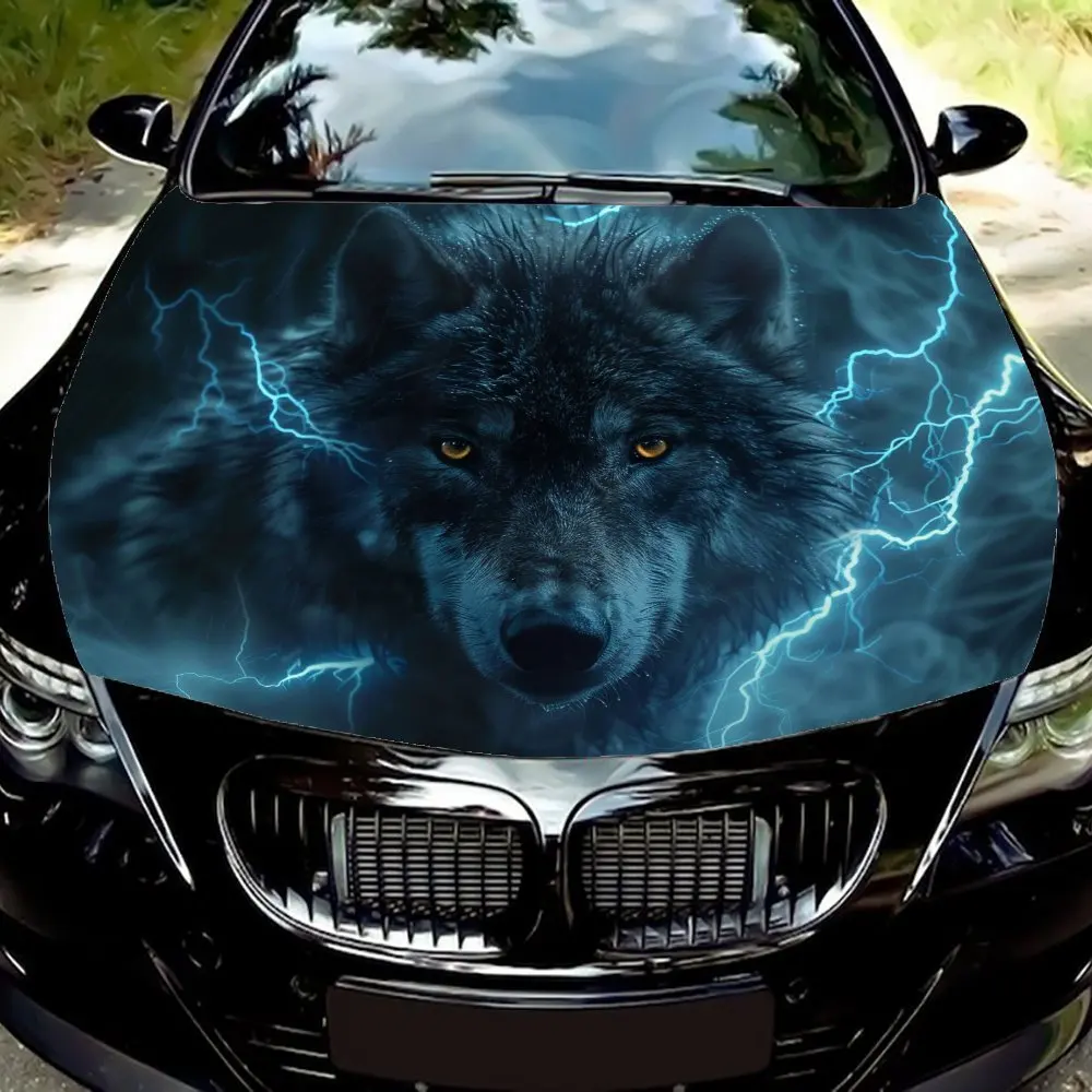 

Привлекательная виниловая наклейка на автомобиль Blue Lightning Grey Wolf — прочная и устойчивая к выцветанию наклейка на капот, легко очищаемая, с защитой от ультрафиолета — PE