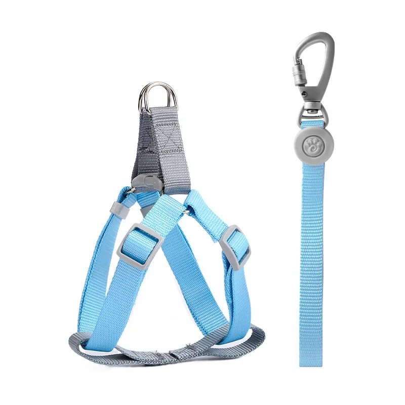 Adjustable Nylon Dog Leash Harness To Prevent Break Free Macaron Pet Harness and Leash Set for Small & Medium Dogs Dog Walking