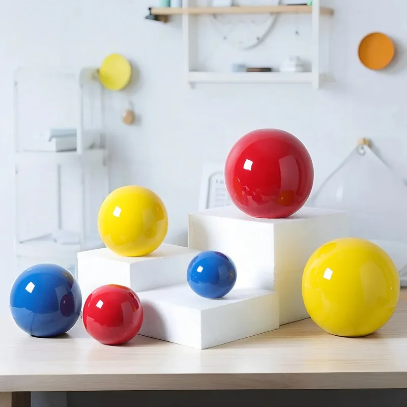 Nordic minimalist colored ceramic spherical ornaments, desktop creative geometric art ornaments,Modern Home Decoration Ornament