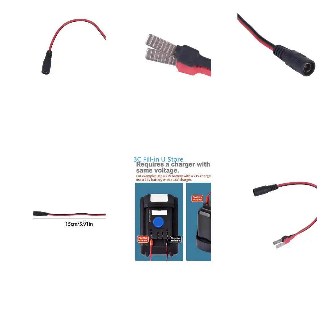 G8TA 3A Rates Battery Charging Adapters Wire, DC5.5X2.1Mm Female to C45 Tab Terminals