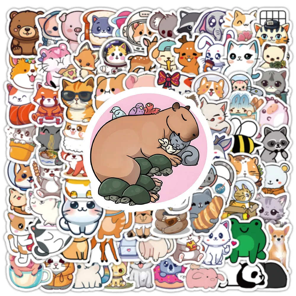 100 قطعة من ملصقات الكتابة على الجدران على شكل حيوانات كرتونية لخوذة الدراجة اليدوية مقلمة الشارات LanLanStickersWorld