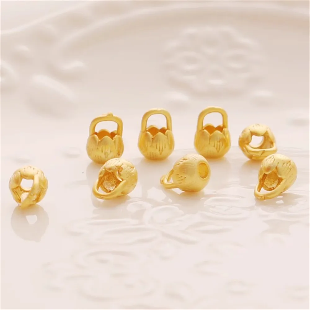 

Ancient Gold Electroplating Lotus Flower Basket, Small Pendant, Through Hole, DIY Jewelry Accessories, Beads, 5*7mm