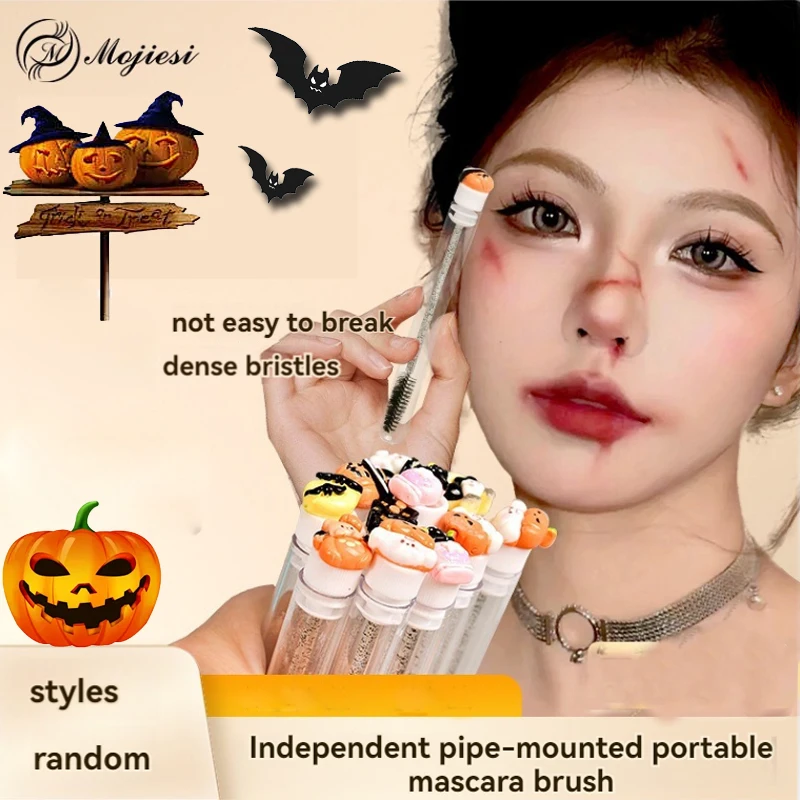 10 pièces brosse à cils réutilisable professionnel Halloween Tube Mascara baguette-effrayant avec Tube baguettes à cils brosse à sourcils remplaçable