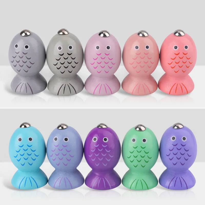 Wooden Montessori Toys Count Numbers Matching Geometric Shape Cognition Puzzle Magnetic Fishing Game Education Toys For 
