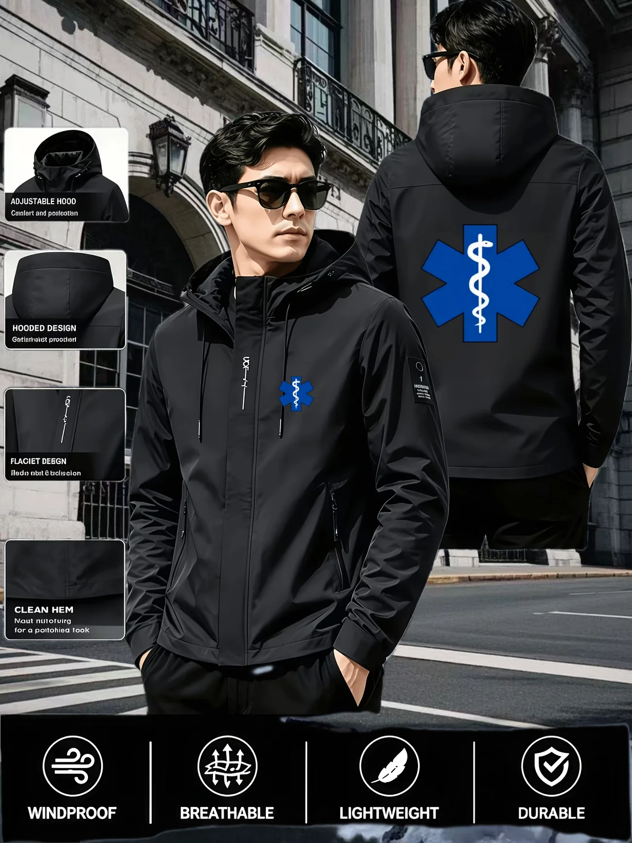 Men's Brand Spring and Autumn New Outdoor Sports Training Advanced Zipper Pocket Design Running Mountaineering Leisure Hoodie Ja