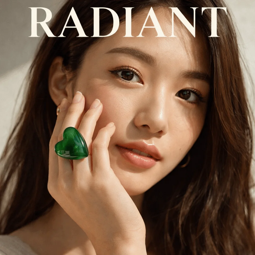Fashion Niche Design heart Resin Ring Simple Personality Open Mouth Ring Unisex Translucent Adjustable Ring Men/Women