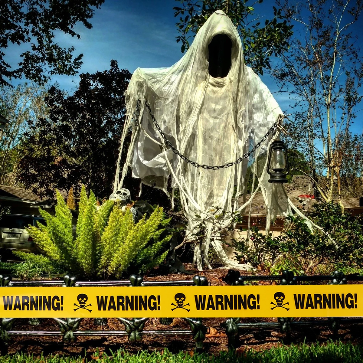 

Halloween Caution Warning Tape Plastic Isolation Barrier Fright Tape Decorative Construction Party DIYHaunted House ange Yellow