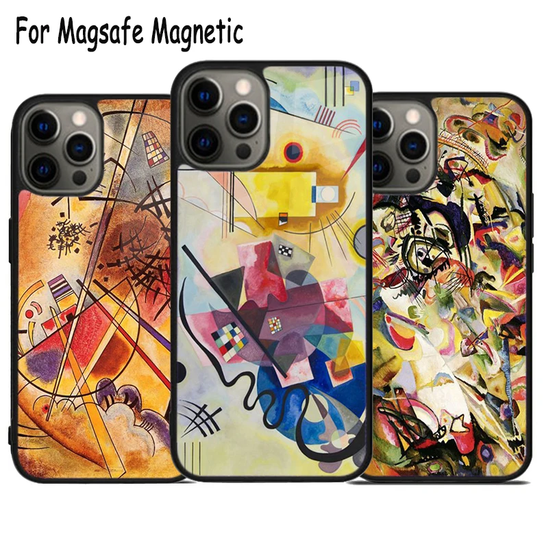 Wassily Kandinsky Abstract Wireless Charge Magsafe Phone Case For iPhone 15 16 14 13 11 12 Pro Max Plus Magnetic Bumper Cover