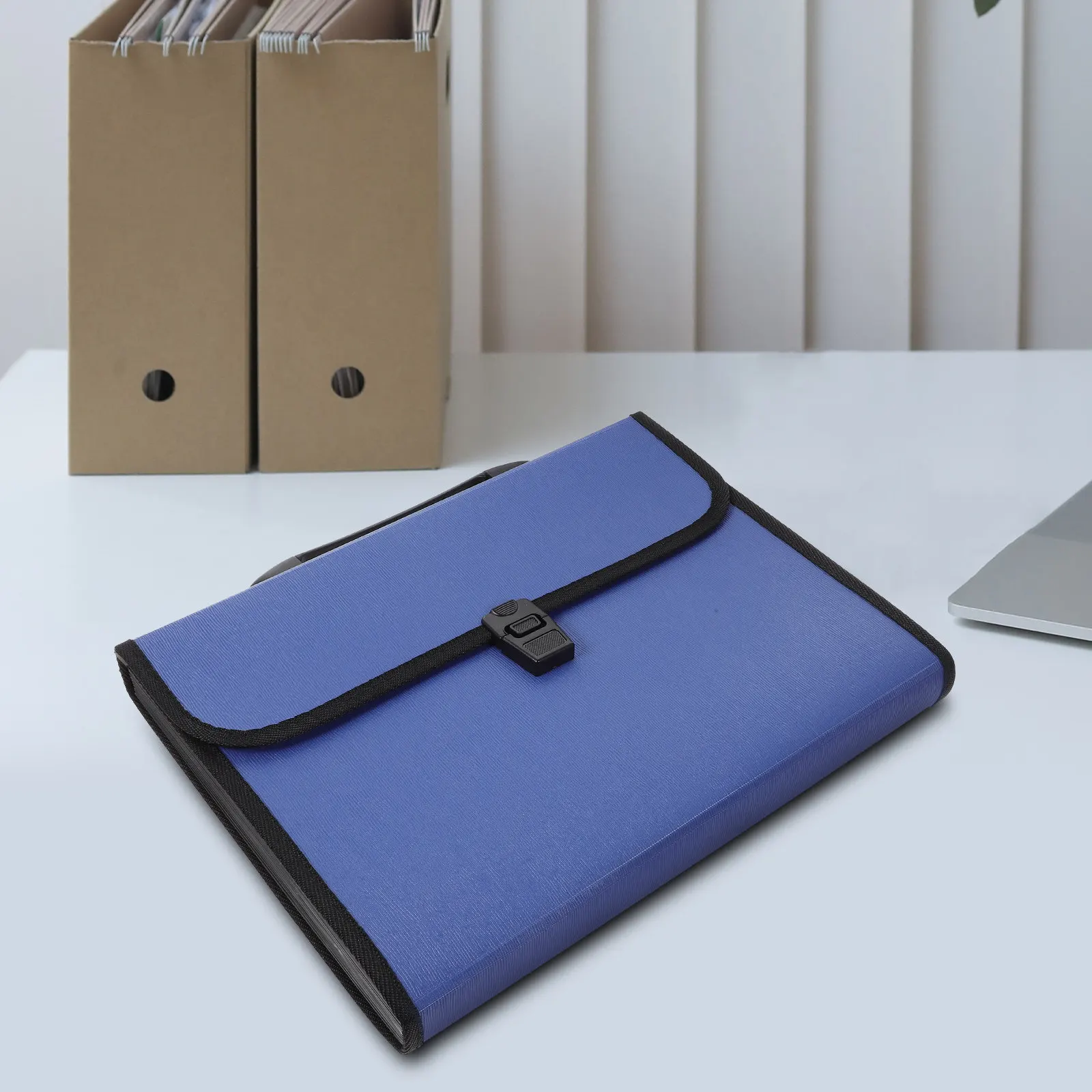 

Expanding File Folder Business Organizer A4 Paper Magazine 12 Pockets Buckle Handle Waterproof Portable Accordion Document