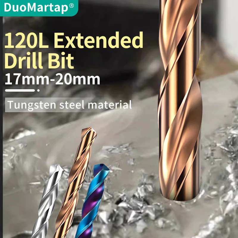 

DUOMartap 1PCS HRC70 Solid Carbide Extra long Twist Drill Bit 17mm-20mm For Cast Iron Metal Aluminum CNC machinery Tool X120L