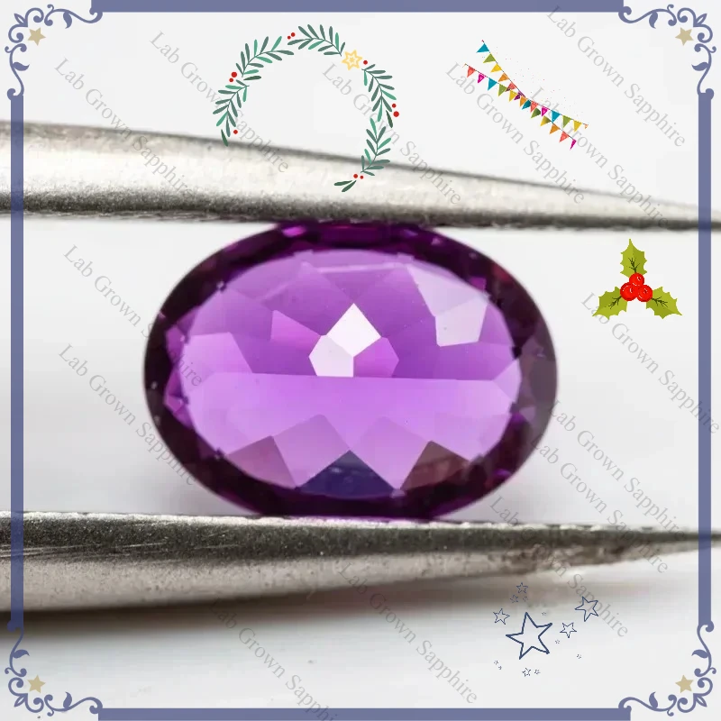 

Lab Grown Purplish Red Color Sapphire Oval Cut Gemstone For Jewelry