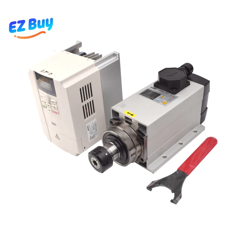 HQD GDF60-18Z/4.5 4.5kw Er32 المغزل 5.5kw Vfd العاكس عدة 220 فولت محرك المغزل المبرد بالهواء مع شفة #1