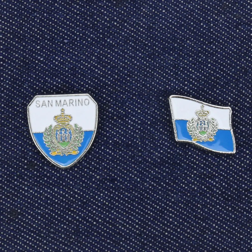 

Zinc Alloy Brooch Pins Elegant Blue White Colors National Flag Accessories Lightweight Durable San Breastpin