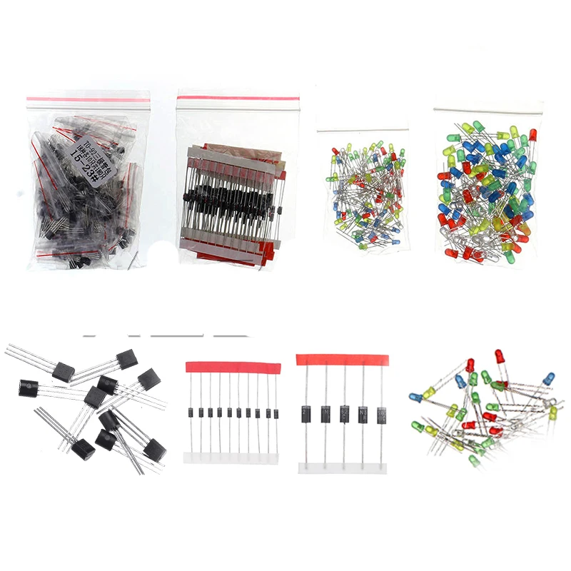 New 1400PCS Basic Electronic Components Kits Metal Film Resistor Assortment Led Diodes Electrolytic Capacitor Ceramic Set DIY