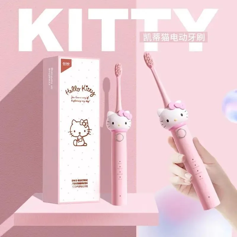 

MINISO Sanrio Hello Kitty Kuromi электрическая зубная щетка для взрослых, милый мультфильм, мягкий мех, водонепроницаемый детский набор зубных щеток, подарок