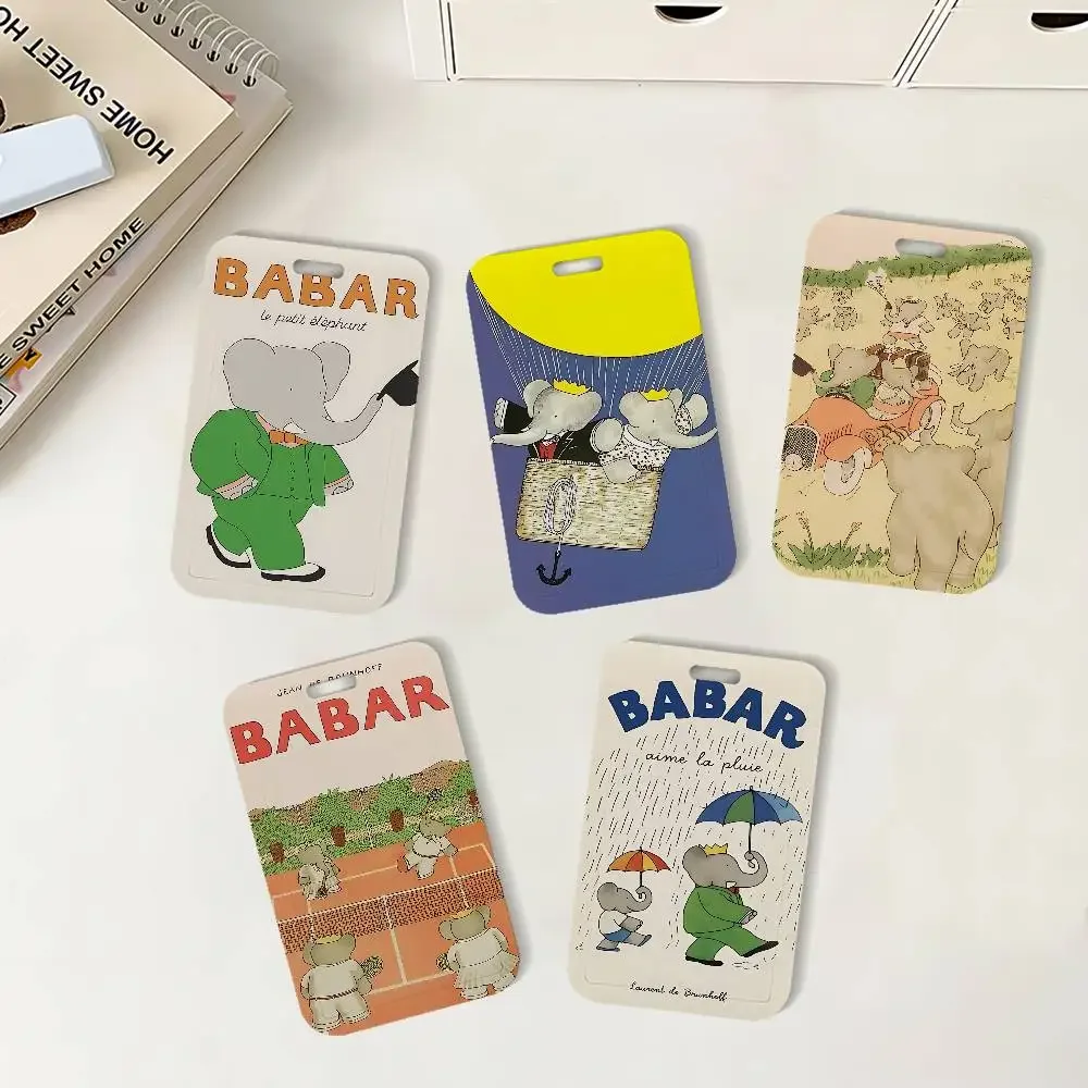 Cartoon B-Babar The Elephant ID Holder With For Office School Name Card Credentials Case
