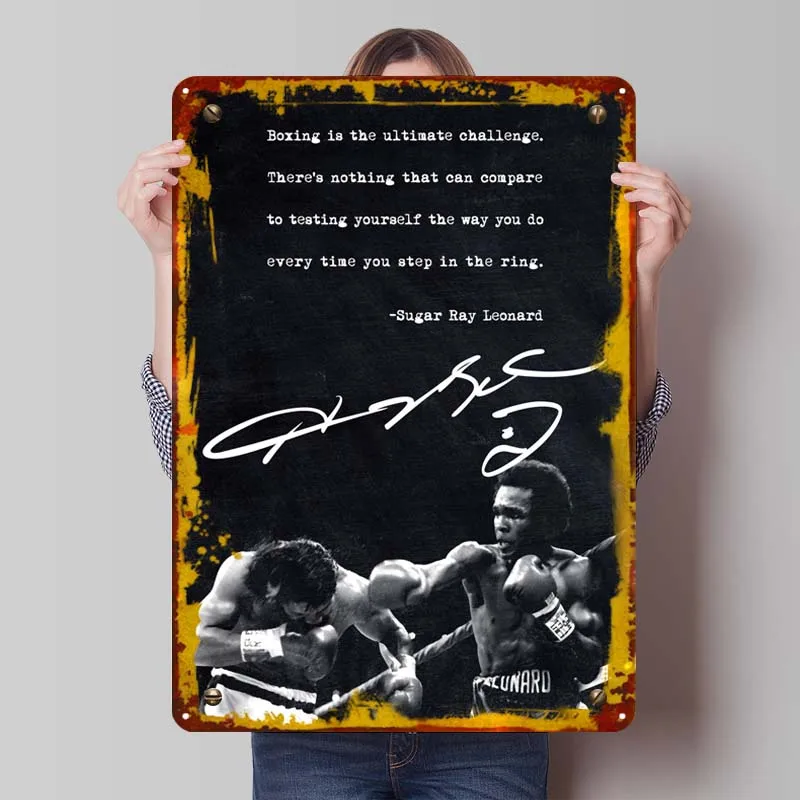 Sugar Ray Leonard Boxing Sports Metal Poster Decoration Living Room Decor Items Aesthetic Decoration Retro Dekoration Plates