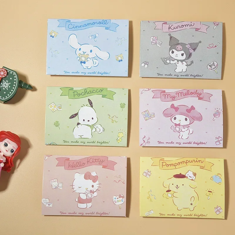 

Kawaii Sanrio Thank You Card Hello Kitty Cinnamoroll Kuromi Greeting Card Birthday Envelope Foldable Cartoon Cute Christmas Gift