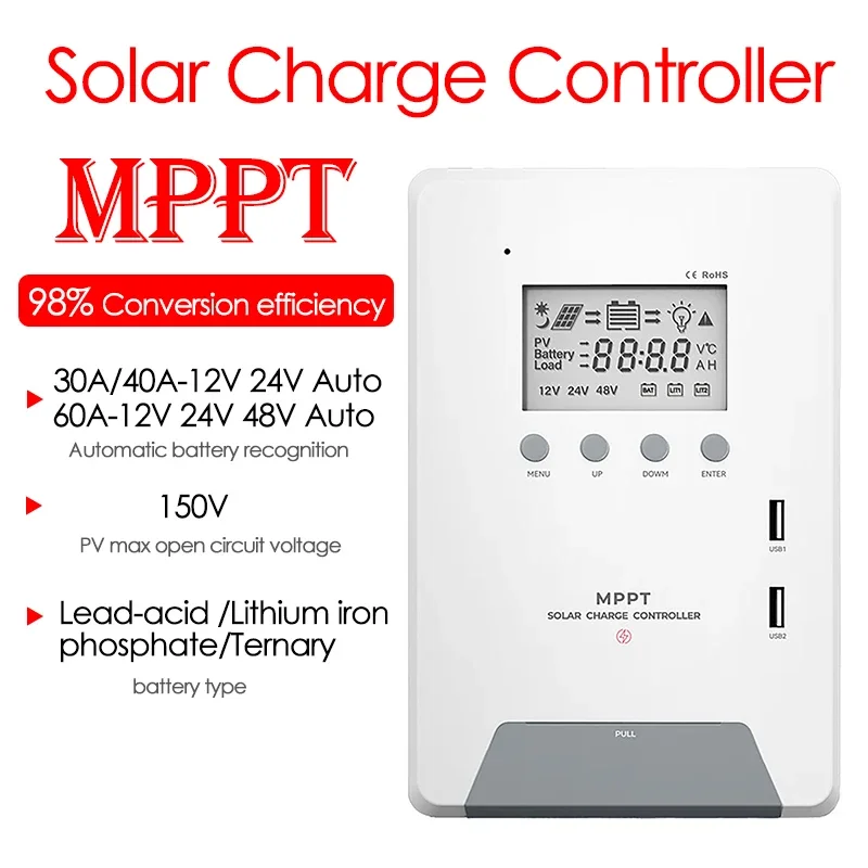 

Photovoltaic MPPT Solar Charge Controller 12V 24V Auto Dual USB Solar Charger Regulator for Home Smart Power Generation System