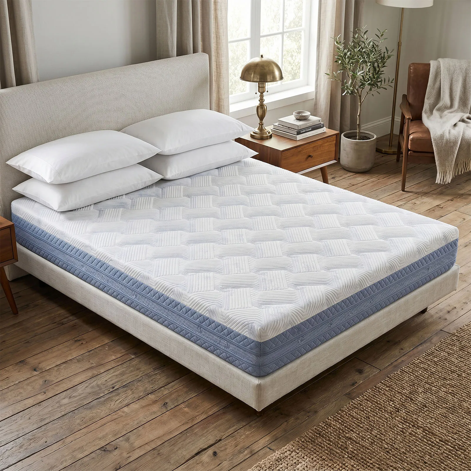 10 Inch Queen Size Mattress High Density Sponge Medium Firm Comfortable Bed Mattress High Density Sponge Mattress
