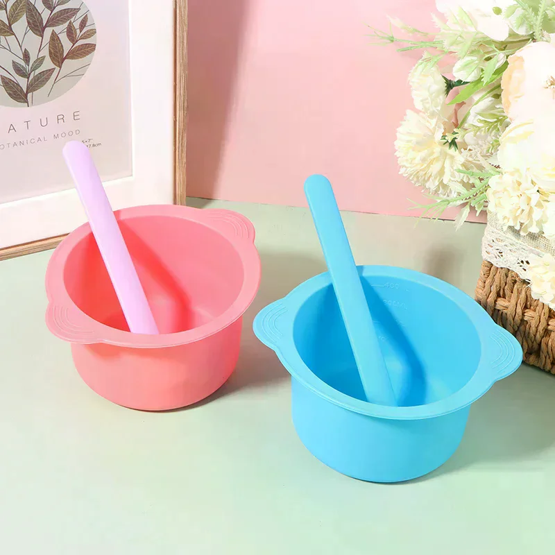 Wax Warmer Heat-Resisting Replacement Silicone Bowls Hair Removal with Stirring Stick Non-Stick Pan Hair Removal Beauty