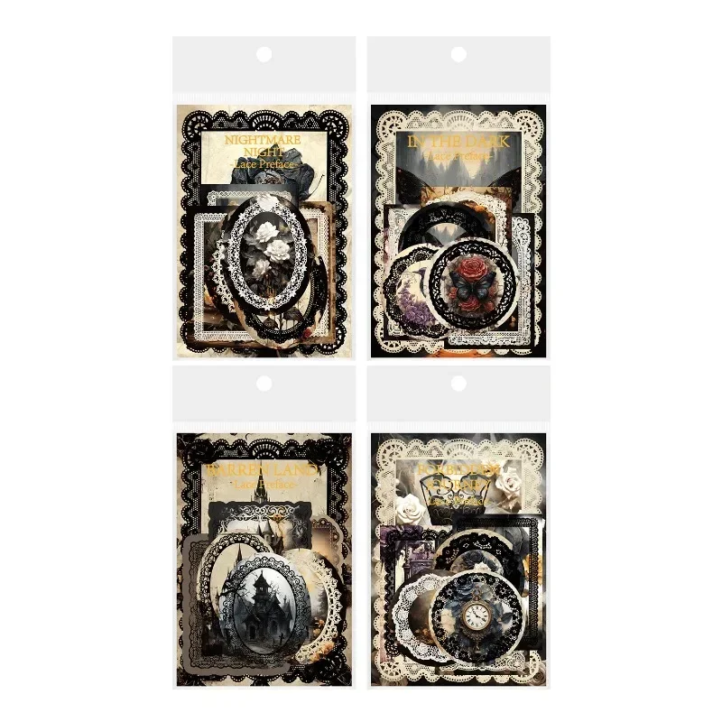 20Sheets Sticker Lace prologue Material gothic Floral collage handbook Stationery Handbook Writing Scrapbook cut 164*103mm