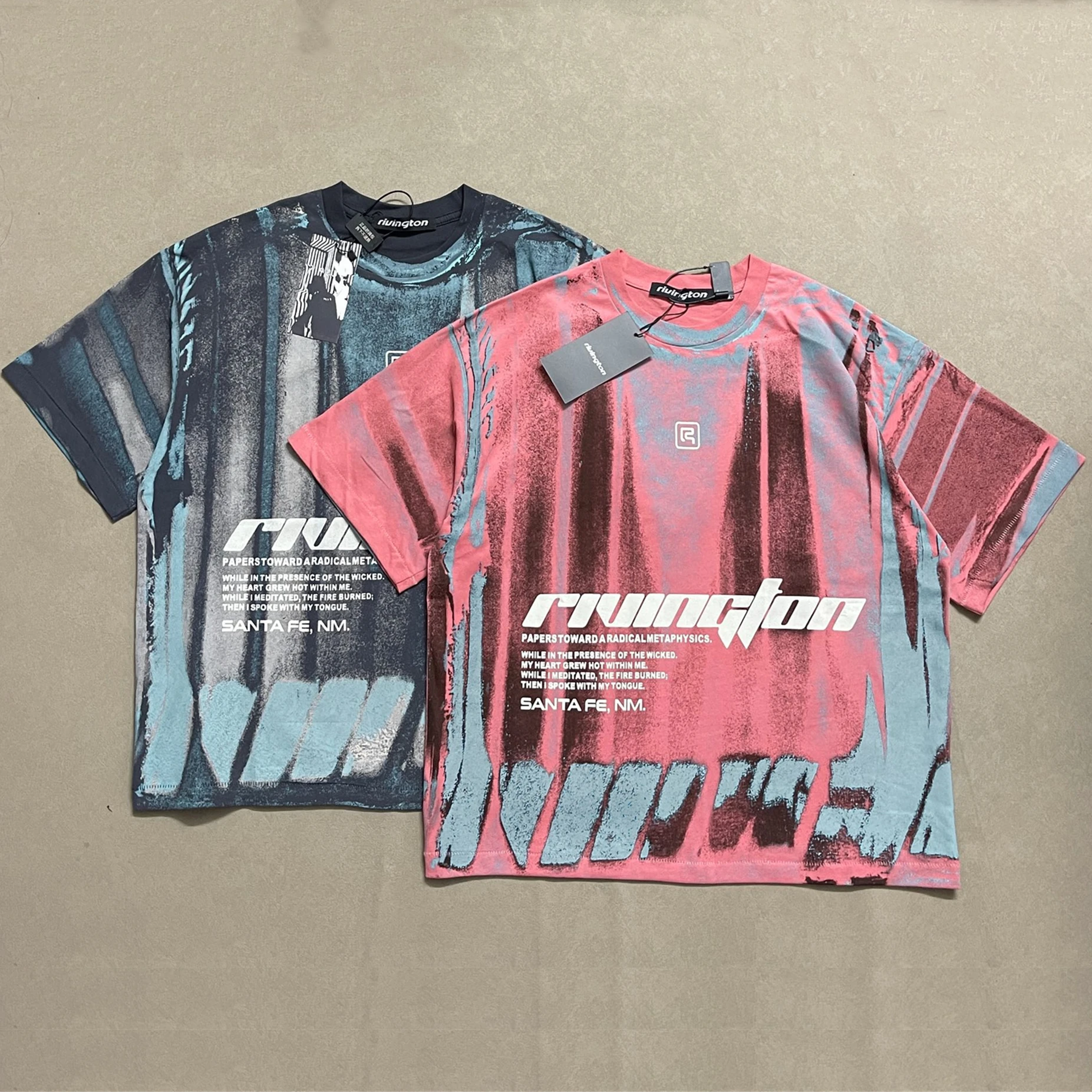 Washed RRR123 Gradient Industrial Style Abstract Graffiti T Shirt Men Women High Quality RRR-123 Tee Tops T-Shirt
