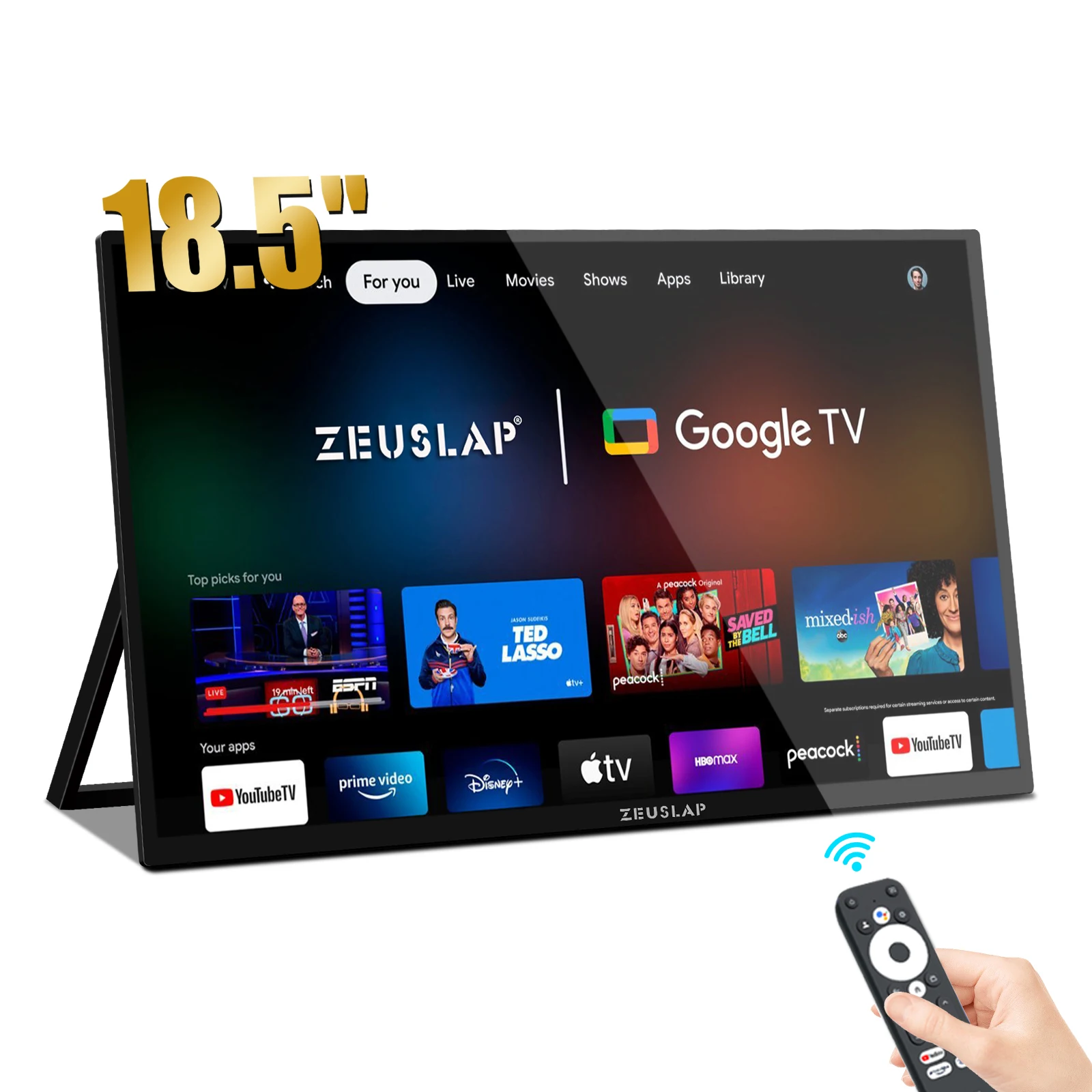 ZEUSLAP-Monitor portátil inteligente Z18TV PRO, pantalla táctil de 18,5 pulgadas con Google TV, para Mini PC, portátil, teléfono, Xbox, PS4, PS5,